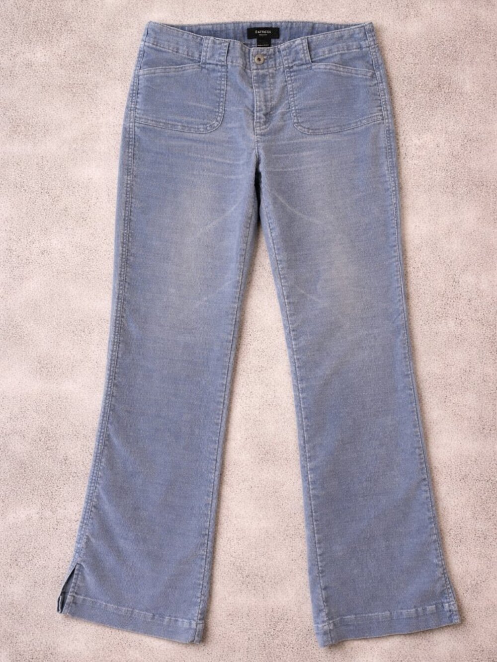 Express Women's 9/10 Stretch Corduroy Wide Leg Pants Medium Rise Blue Tone